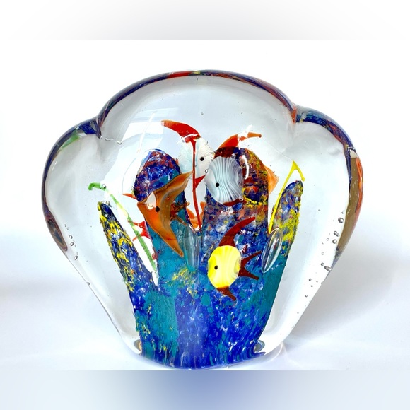 Vintage Murano Art Glass Fish Aquarium Paperweight 1970s - Picture 1 of 4